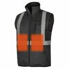Pioneer Hi-Vis Heated Insulated Safety Vest, 100% Waterproof, Black, 2XL V1210270U-2XL